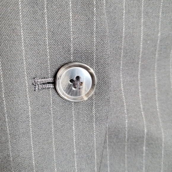 WHBM Single Button Pinstriped Leather Accent Blazer - Picture 6 of 14